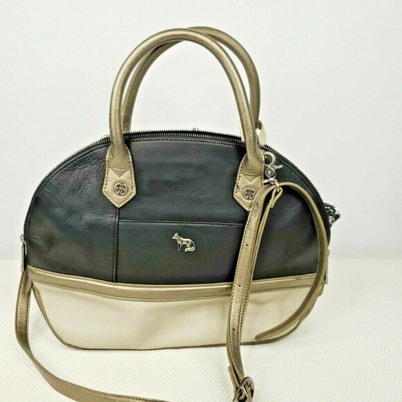 NEW EMMA FOX OATMEAL BLACK JEMMA DOME HANDBAG - Picture 1 of 7